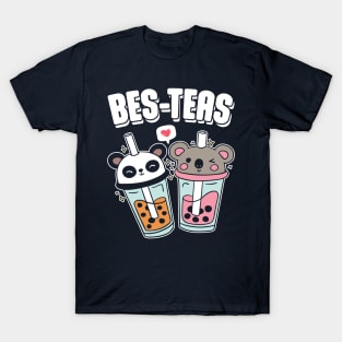 Bes-Teas Cute Bubble Tea Kawaii Panda And Koala T-Shirt